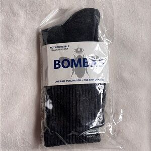 Bombas Black Ribbed Crew Socks